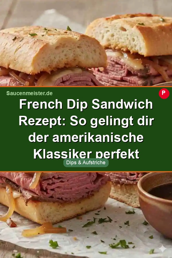 Pinterest Pin: French Dip Sandwich Rezept: So gelingt dir der amerikanische Klassiker perfekt