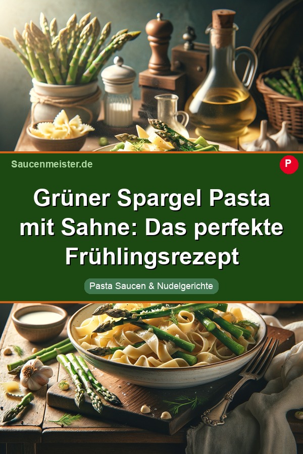 Pinterest Pin: Grüner Spargel Pasta mit Sahne: Das perfekte Frühlingsrezept
