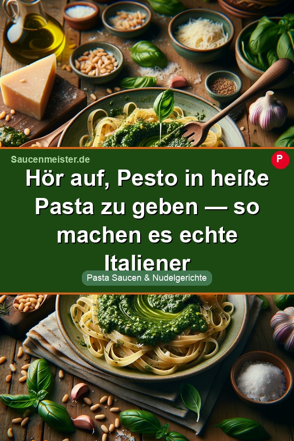 Pinterest Pin: Hör auf, Pesto in heiße Pasta zu geben — so machen es echte Italiener