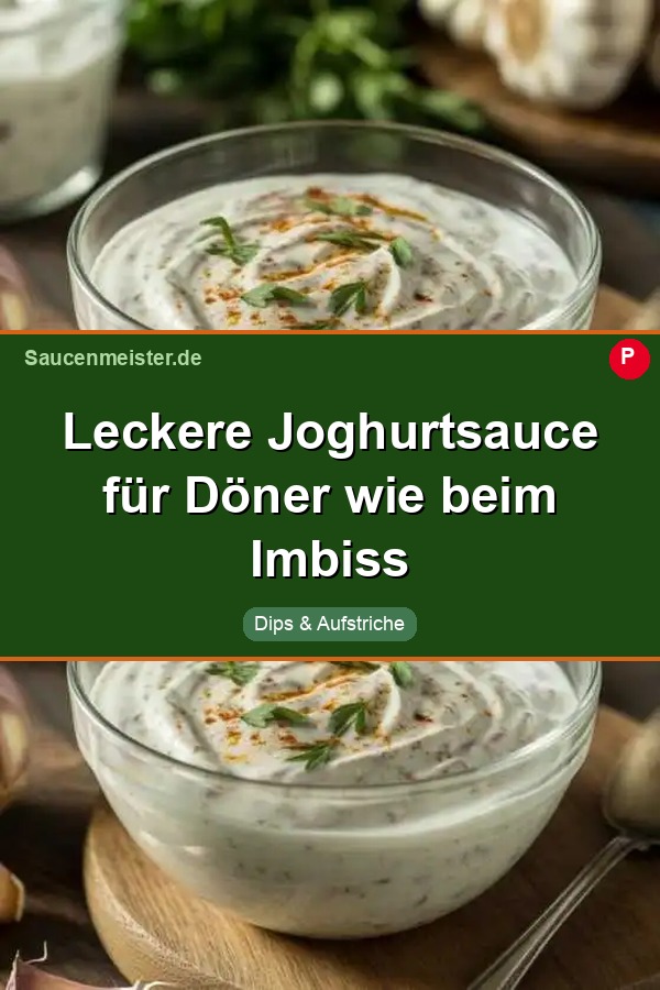 Pinterest Pin: Leckere Joghurtsauce für Döner wie beim Imbiss