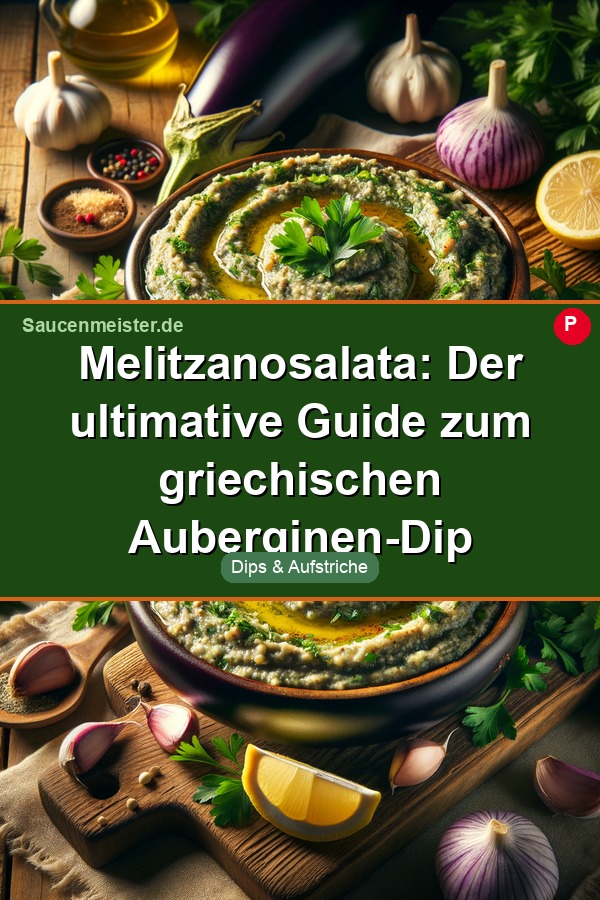 Pinterest Pin: Melitzanosalata: Der ultimative Guide zum griechischen Auberginen-Dip