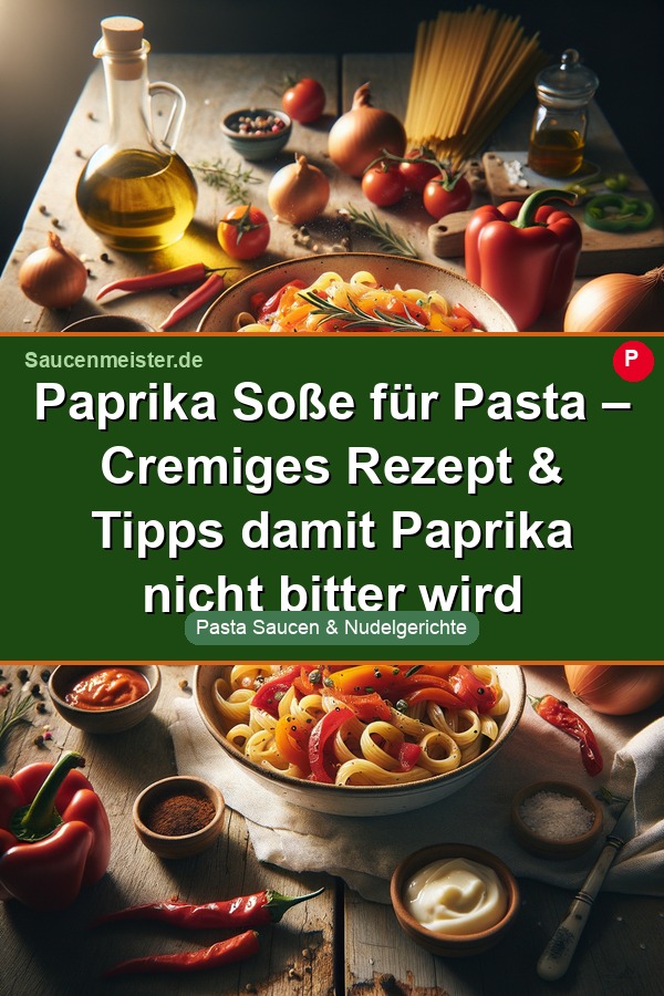 Pinterest Pin: Paprika Soße für Pasta – Cremiges Rezept & Tipps damit Paprika nicht bitter wird