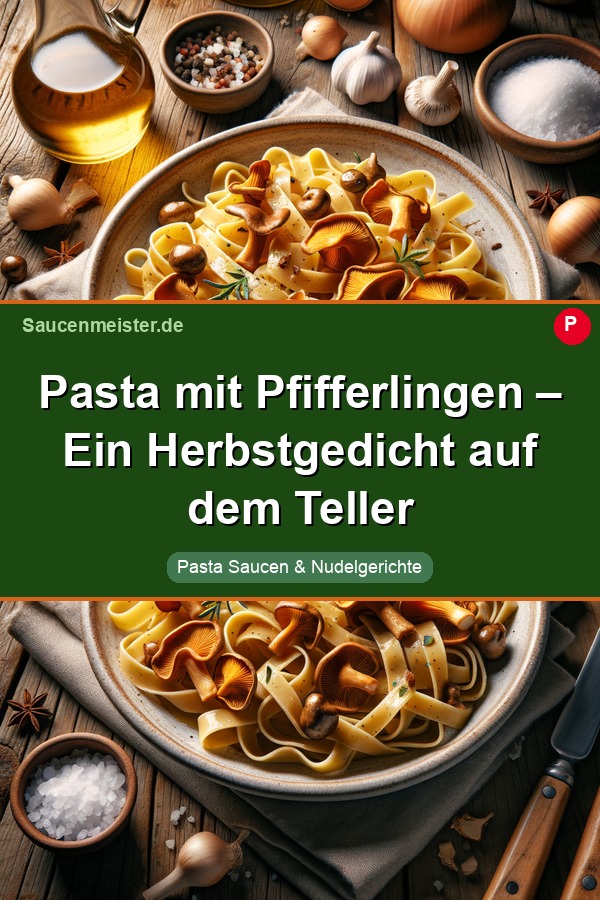 Pinterest Pin: Pasta mit Pfifferlingen – Ein Herbstgedicht auf dem Teller