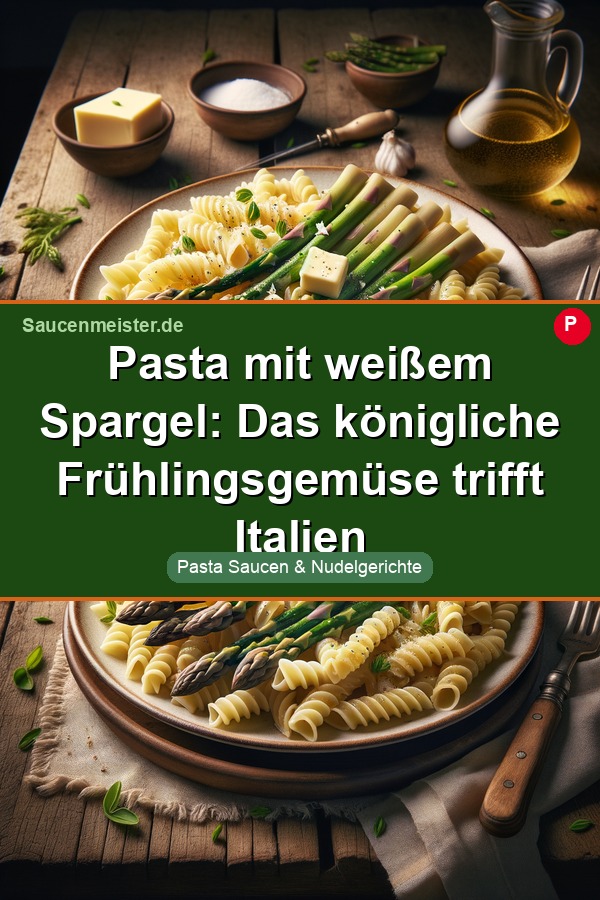 Pinterest Pin: Pasta mit weißem Spargel: Das königliche Frühlingsgemüse trifft Italien