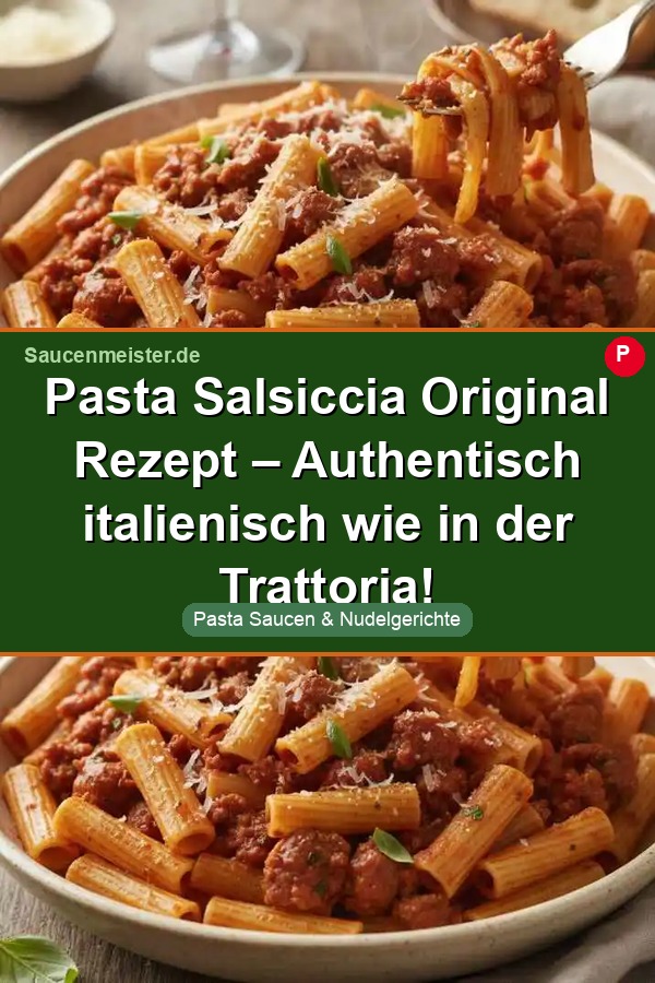 Pinterest Pin: Pasta Salsiccia Original Rezept – Authentisch italienisch wie in der Trattoria!